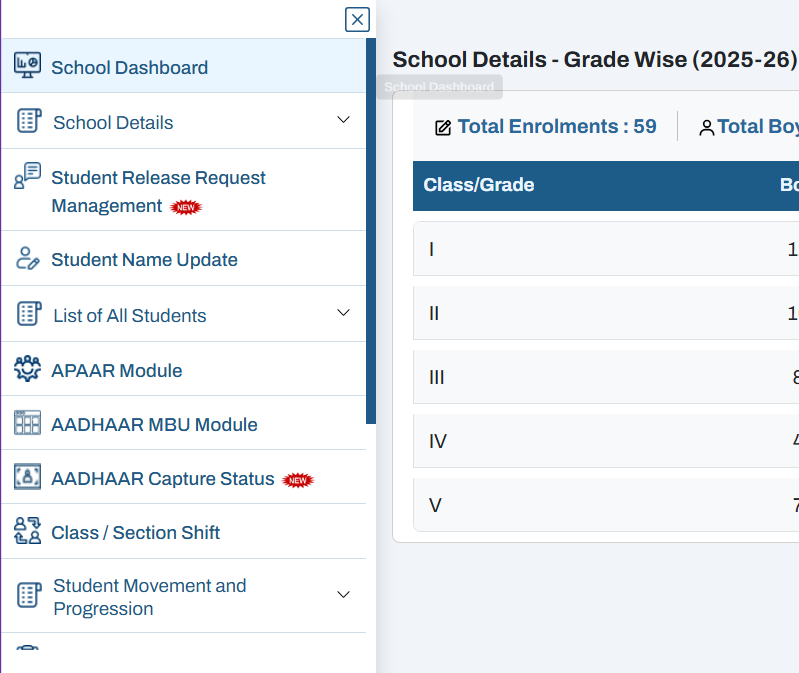 Go to Student Name Update Section