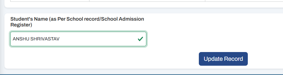 Update the Name of Student
